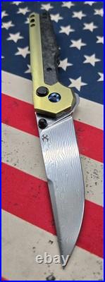 Kansept Knives EDC Tac Damascus Titanium Shred Carbon Fiber #013 Discontinued