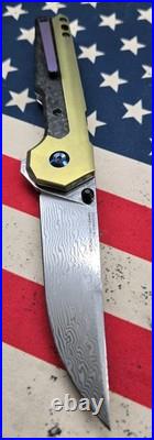 Kansept Knives EDC Tac Damascus Titanium Shred Carbon Fiber #013 Discontinued