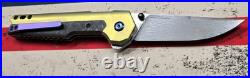 Kansept Knives EDC Tac Damascus Titanium Shred Carbon Fiber #013 Discontinued