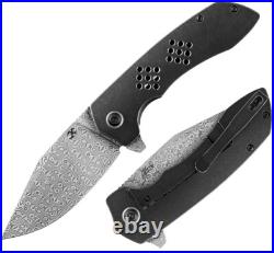 Kansept Knives Entity Folding Knife 3.52 Damascus Steel Blade Titanium Handle