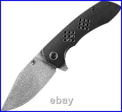 Kansept Knives Entity Folding Knife 3.52 Damascus Steel Blade Titanium Handle