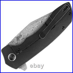 Kansept Knives Entity Folding Knife 3.52 Damascus Steel Blade Titanium Handle