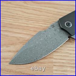 Kansept Knives Entity Knife 3.52 Damascus Steel Blade Stonewashed Titanium