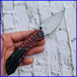 Kansept Knives Fenrir Folding Knife 3.48 Damascus Steel Blade G10/Titanium