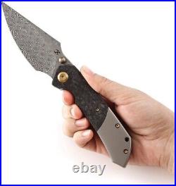 Kansept Knives Fenrir Folding Knife 3.5 Damascus Steel Blade Titanium/Carbon