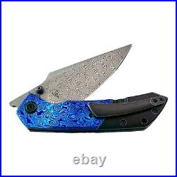 Kansept Knives Fenrir Folding Knife 3.5 Damascus Steel Blade Titanium/Timascus