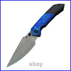 Kansept Knives Fenrir Folding Knife 3.5 Damascus Steel Blade Titanium/Timascus