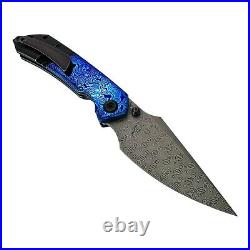 Kansept Knives Fenrir Folding Knife 3.5 Damascus Steel Blade Titanium/Timascus