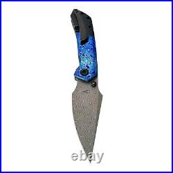 Kansept Knives Fenrir Folding Knife 3.5 Damascus Steel Blade Titanium/Timascus