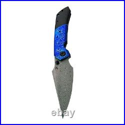 Kansept Knives Fenrir Folding Knife 3.5 Damascus Steel Blade Titanium/Timascus