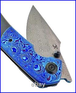 Kansept Knives Fenrir Folding Knife 3.5 Damascus Steel Blade Titanium/Timascus