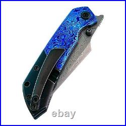 Kansept Knives Fenrir Folding Knife 3.5 Damascus Steel Blade Titanium/Timascus