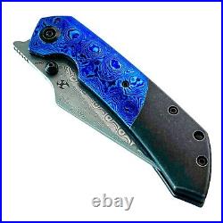 Kansept Knives Fenrir Folding Knife 3.5 Damascus Steel Blade Titanium/Timascus