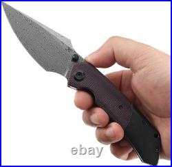 Kansept Knives Fenrir Linerlock Titanium & Micarta Folding Damascus Knife 1034Z2