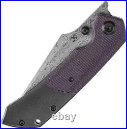Kansept Knives Fenrir Linerlock Titanium & Micarta Folding Damascus Knife 1034Z2