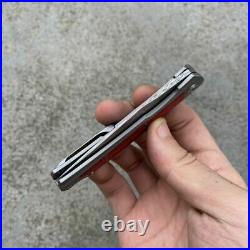 Kansept Knives Folding Knife 2.91 Damascus Steel Blade Titanium/Carbon Fiber