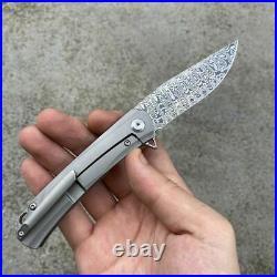Kansept Knives Folding Knife 2.91 Damascus Steel Blade Titanium/Carbon Fiber