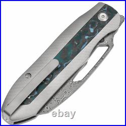 Kansept Knives Folding Knife 3.63 Damascus Steel Blade Titanium/Carbon F Handle