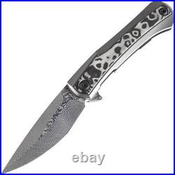 Kansept Knives Folding Knife 3.79 Damascus Steel Blade Titanium/Carbon Fiber