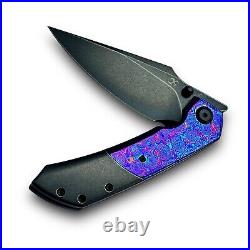 Kansept Knives Folding Knife Timascus/Black Stonewash Titanium S35VN RARE MINT