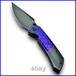 Kansept Knives Folding Knife Timascus/Black Stonewash Titanium S35VN RARE MINT