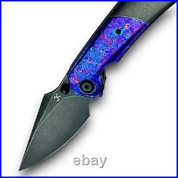 Kansept Knives Folding Knife Timascus/Black Stonewash Titanium S35VN RARE MINT