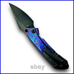 Kansept Knives Folding Knife Timascus/Black Stonewash Titanium S35VN RARE MINT