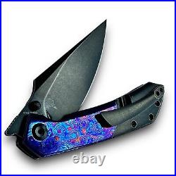 Kansept Knives Folding Knife Timascus/Black Stonewash Titanium S35VN RARE MINT