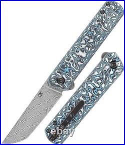 Kansept Knives Foosa Folding Knife 3 Damascus Steel Blade Carbon Fiber Handle