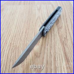 Kansept Knives Foosa Folding Knife 3 Damascus Steel Blade Carbon Fiber Handle
