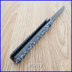 Kansept Knives Foosa Folding Knife 3 Damascus Steel Blade Carbon Fiber Handle