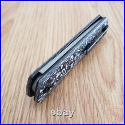 Kansept Knives Foosa Folding Knife 3 Damascus Steel Blade Carbon Fiber Handle