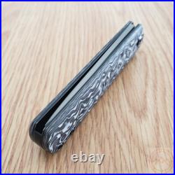 Kansept Knives Foosa Folding Knife 3 Damascus Steel Blade Carbon Fiber Handle