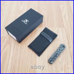 Kansept Knives Foosa Folding Knife 3 Damascus Steel Blade Carbon Fiber Handle