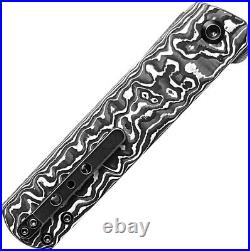 Kansept Knives Foosa Slip Joint Black & White CF Folding Damascus Knife 2020T1