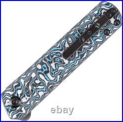 Kansept Knives Foosa Slip Joint Blue & White CF Folding Damascus Knife 2020T2