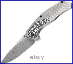 Kansept Knives Havorn Titanium & Carbon Fiber Folding Damascus Knife 1069A1