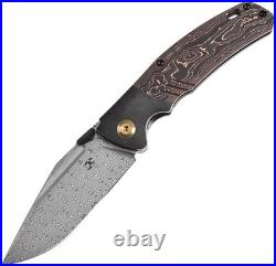 Kansept Knives Hinterland Copper K1057A3 3.63 Damascus Black Folding Knife