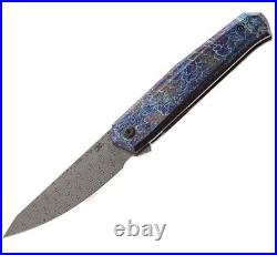 Kansept Knives Integra Folding Knife 3.75 Damascus Steel Blade Titanium Handle