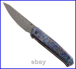 Kansept Knives Integra Folding Knife 3.75 Damascus Steel Blade Titanium Handle