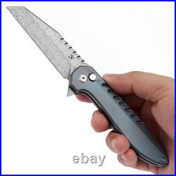 Kansept Knives Kosame Folding Knife 3? Damascus Steel Blade Titanium/CF Handle