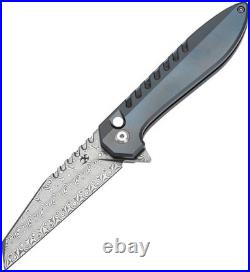 Kansept Knives Kosame Folding Knife 3? Damascus Steel Blade Titanium/CF Handle