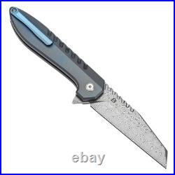 Kansept Knives Kosame Folding Knife 3? Damascus Steel Blade Titanium/CF Handle