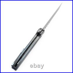 Kansept Knives Kosame Folding Knife 3? Damascus Steel Blade Titanium/CF Handle