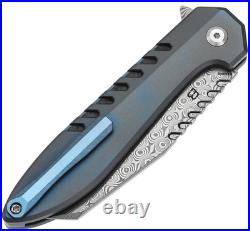 Kansept Knives Kosame Folding Knife 3? Damascus Steel Blade Titanium/CF Handle