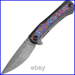 Kansept Knives Kratos Titanium & Timascus Folding Damascus Knife 1024A10