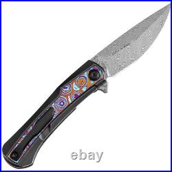 Kansept Knives Kratos Titanium & Timascus Folding Damascus Knife 1024A10