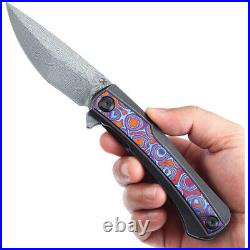 Kansept Knives Kratos Titanium & Timascus Folding Damascus Knife 1024A10