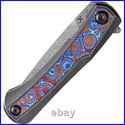 Kansept Knives Kratos Titanium & Timascus Folding Damascus Knife 1024A10