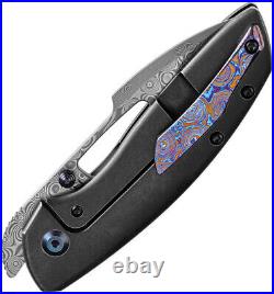 Kansept Knives Link Framelock Blackwash Titanium Folding Damascus Knife 1068A4